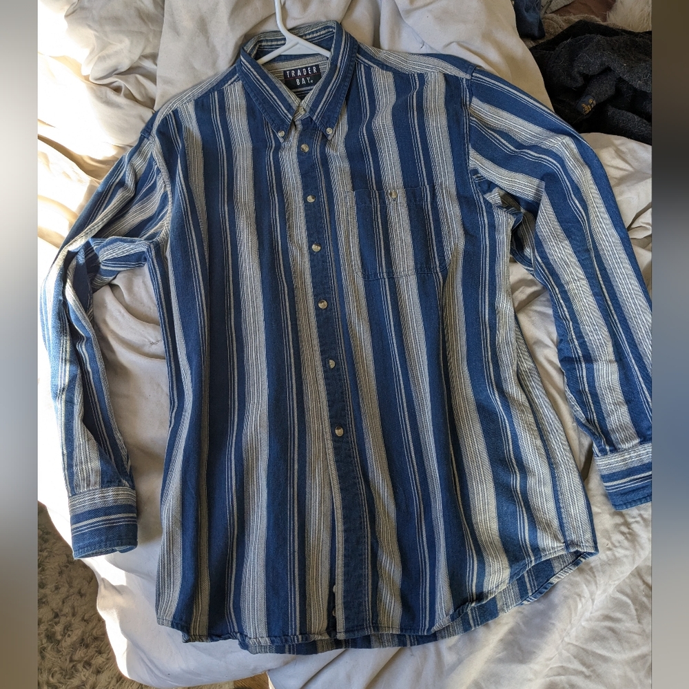 Trader Bay Blue and White Striped Shirt